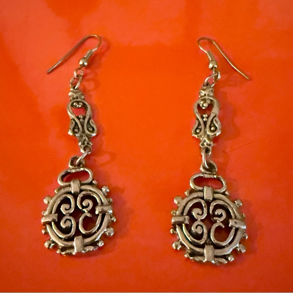 Ornate Silver Drop Earrings